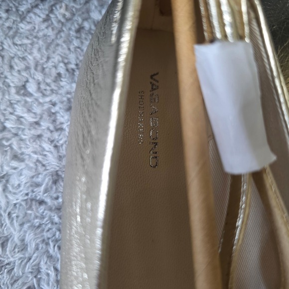 NEW Vagabond Delia Gold Leather Square‎ Toe Ballet Flats Ankle Strap EU 39 US 9 - Picture 4 of 6